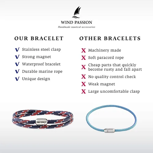 Miniatura 7 de Wind Passion - Pulsera de cuerda de paracaídas ligera y resistente con cierre magnético para hombres y mujeres, Medium