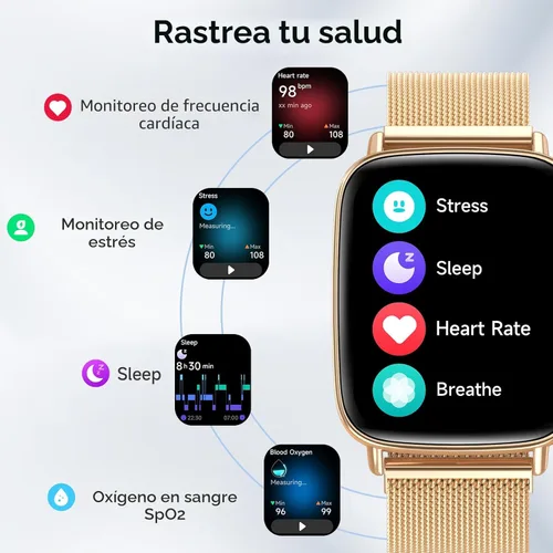 Miniatura 3 de Reloj inteligente para hombres y mujeres, 1.85" HD, reloj inteligente compatible con iPhone/Samsung/Android (responder/hacer llamadas), más de 100