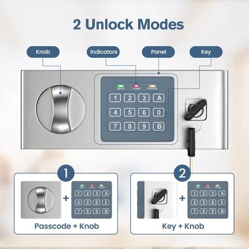 Miniatura 2 de Locksworth Caja de seguridad para el hogar, caja de seguridad de 0.6 pies cúbicos, caja de seguridad digital para dinero, joyas, documentos y armas