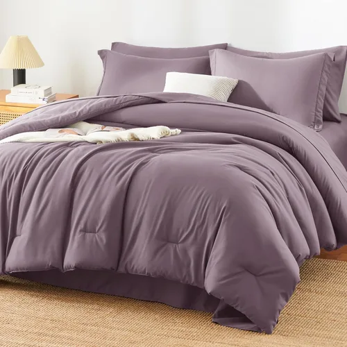 Miniatura 21 de Juego de edredón blanco queen, 7 piezas cama en una bolsa, juego ligero de ropa de cama queen, juego de 7 piezas para todas las estaciones, suave