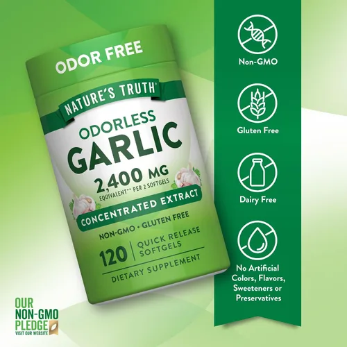 Miniatura 3 de Ajo inodoro 2400 mg 120 cápsulas de gel blando Pastillas de extracto de alta resistencia Sin OMG, suplemento sin gluten por Nature's Truth