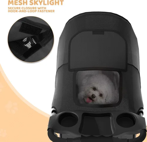 Miniatura 10 de Magshion Cochecito para mascotas de 3 ruedas, cochecito de viaje plegable para perros y gatos pequeños y medianos (hasta 33 libras), transportador