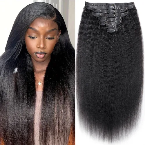 Miniatura 59 de Extensiones de cabello con clip de 12 pulgadas, rizado birmano, negro natural, extensiones de cabello con clip rizado birmano, cabello humano real