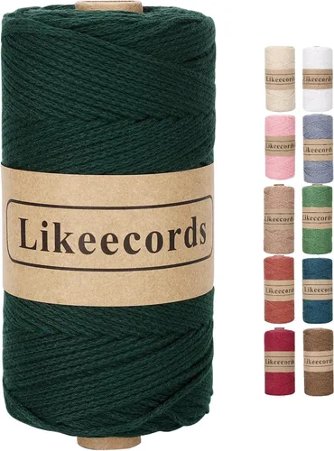 Miniatura 38 de Likeecords Cuerda de algodón 100% hilo de ganchillo de 0.079 pulgadas, cuerda trenzada de macramé, cuerda de macramé, hilo de ganchillo para regalo