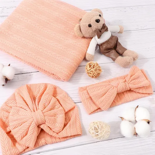 Miniatura 5 de DRESHOW BQUBO Manta de Recepción para Recién Nacido y Niño Pequeño Cálida para Niñas con Gorro de Lazo y Diadema de Lazo Regalo de Baby Shower 1