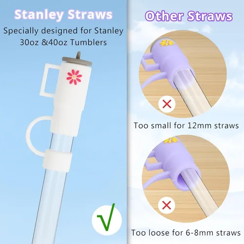 Miniatura 3 de 6 fundas de popote de silicona para Stanley Cup de 30 oz y 40 onzas, 0.394 in/0.39 pulgadas, resistentes al polvo, a prueba de derrames, accesorios