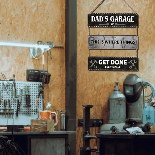 Miniatura 5 de Placa rústica de madera con texto en inglés "This Is Where Things Get Done Eventually", de 11.8 x 3.2 pulgadas cada una, perfecta para el día