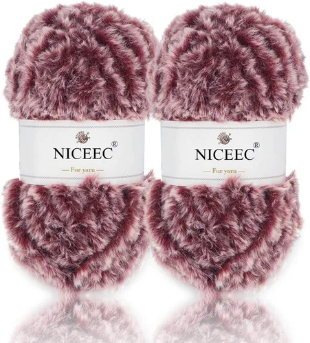 Miniatura 103 de NICEEC Hilo de Pelo Sintético Super Suave, Grueso y Esponjoso, Hilo de Pestañas para Crochet y Tejido (Longitud Total 192m/9.1kg) - Otoño/300g
