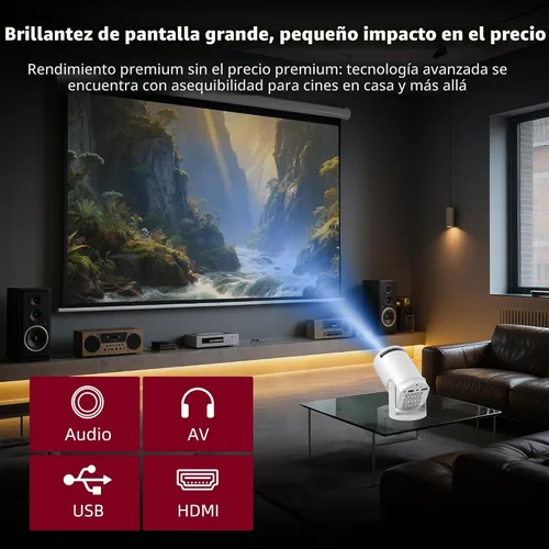 Miniatura 4 de Mini proyector inalámbrico con WIFI 6 y Bluetooth, soporte 4K 1080P Proyector portátil giratorio de 180°. Proyector de video de pantalla