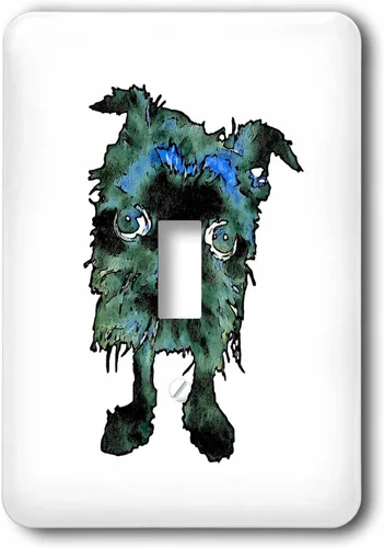 Miniatura 2 de 3dRose Friendly Hairball Monster In Blue And Green 2 plug outlet cover