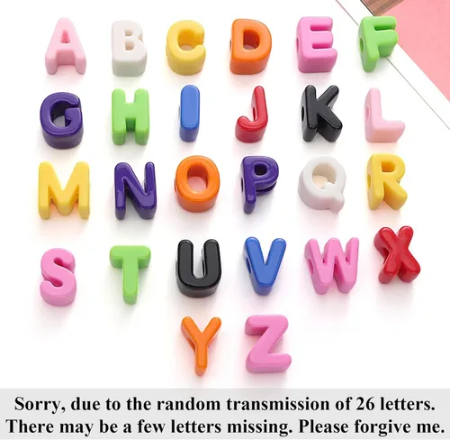 Miniatura 2 de 40 cuentas de letras 3D focales acrílicas sueltas para hacer joyas, pulseras, collares, llavero, bolsa de teléfono, cadena, llaveros (letras mixtas)