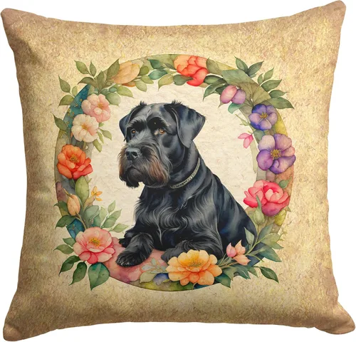 Miniatura 80 de Caroline's Treasures DAC2072PW1414 Affenpinscher and Flowers - Almohada decorativa de tela, lavable a máquina, para interiores y exteriores