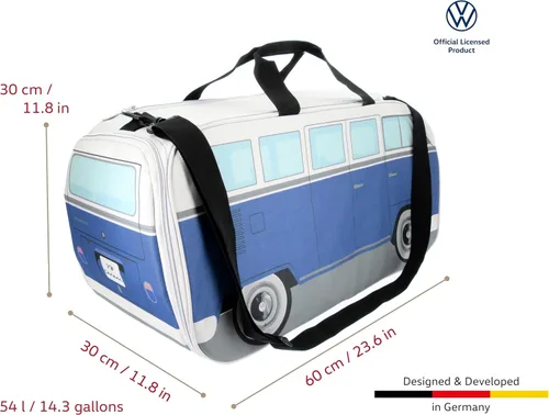 Miniatura 29 de BRISA VW Collection - Volkswagen Samba Bus T1 Camper Van Sport, gimnasio, bolsa de viaje, bolsa de lona con compartimento para zapatos y artículos