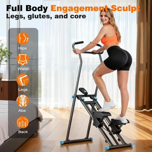Miniatura 6 de Stair Stepper for Home Gym, 350 lbs Capacity Cardio Machine with Adjustable Height, Non-Slip Pedals, LCD Display, Foldable Design for Full Body