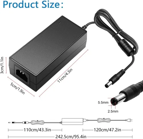 Miniatura 2 de SHNITPWR Adaptador de fuente de alimentación de 12V 5A 60W Convertidor de CA CC 100V ~ 240V a 12 voltios Transformador de 5 amperios 0.217x0.098 in