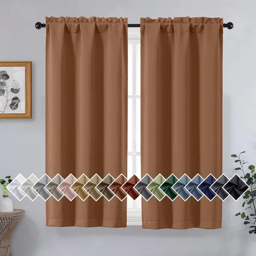Miniatura 242 de OVZME Cortinas opacas turquesa para tratamiento de ventanas pequeñas, cortinas cortas con bloqueo de luz para ventana de cocina sobre el fregadero