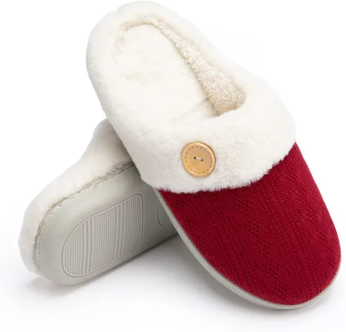 Miniatura 6 de Chantomoo Womens Slipper Warm Comfy Memory Foam House Slippers Knitted Shoes Faux Fur Lined Anti-Skid Rubber Sole Bedroom Cozy Indoor Outdoor