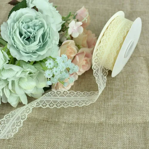 Miniatura 3 de Cinta de encaje blanco crema de 1.2 pulgadas de ancho, patrón vintage, rollo de 25 yardas para envolver regalos, día de San Valentín, floral