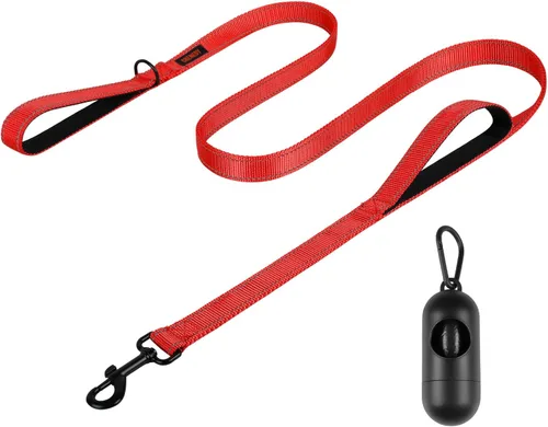 Miniatura 9 de Correa resistente para perros con 2 asas - Correa reflectante anti-tracción de 6 pies para perros grandes, asa acolchada de tráfico para control