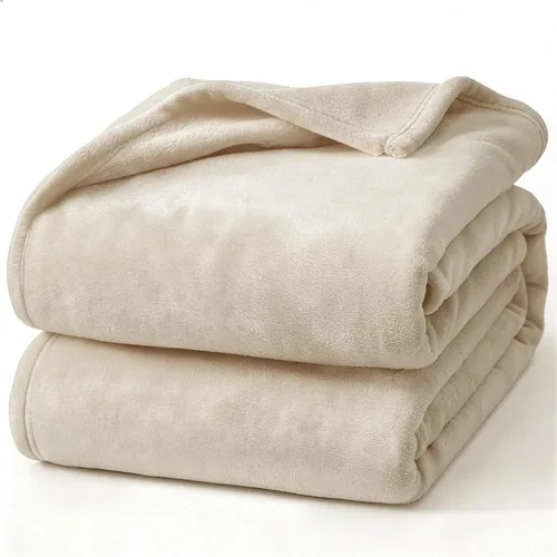 Miniatura 18 de Hansleep Manta de forro polar para sofá beige, súper suave manta de franela esponjosa y acogedora para todas las estaciones, beige, manta de 50x60