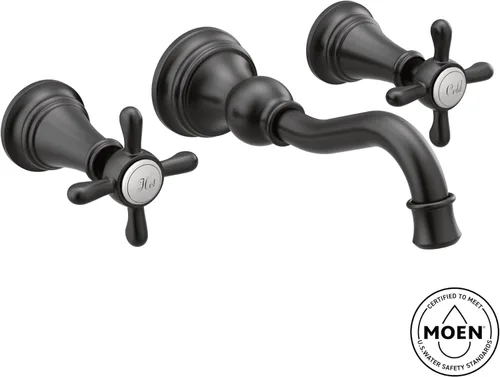 Miniatura 4 de Moen Grifo de baño de arco alto Weymouth de oro cepillado con 2 manijas (válvula se vende por separado), TS42112BG