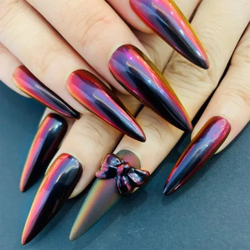 Miniatura 7 de Polvo de uñas cromado camaleón holográfico reflectante sólido polvo de inmersión con efecto espejo mágico metálico purpurina fina esmalte de uñas