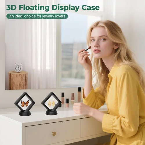 Miniatura 46 de EsLuker.ly Juego de 6 soportes de exhibición de marco flotante 3D, vitrina flotante transparente de polietileno, caja de almacenamiento de joyería