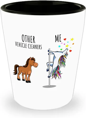Unicorn Vehicle Cleaner Shot Glass Other Me Funny Gift For Coworker Women Her Cute Office Birthday Present Magical Joke Quote Gag 1.5 Oz Shotglass