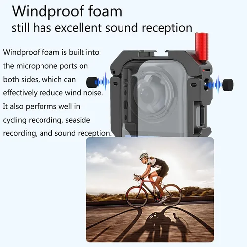 Miniatura 5 de Insta 360 X5 - Carcasa de aluminio de metal con doble abrazadera y tapa de lente de silicona, protector de pantalla para Insta360 X5 X 5, kit