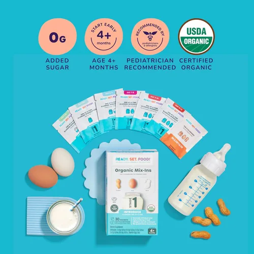 Miniatura 4 de Ready Set Food Stage 1 - Mezcla de alimentos orgánicos para bebés, kit de introducción temprana de alérgenos para bebés de más de 4 meses, huevos