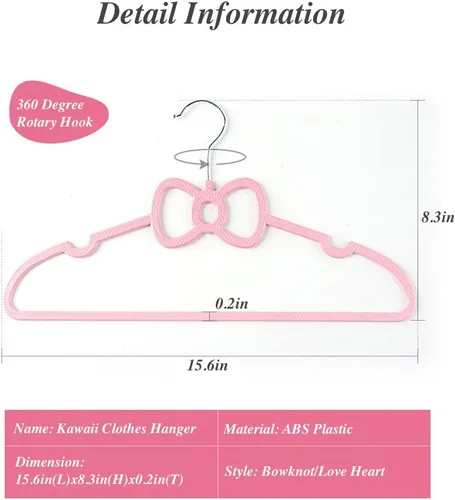 Miniatura 2 de Lindas perchas estéticas de plástico que ahorran espacio para adolescentes, niñas, armario, camisas, abrigos, perchas organizador de ropa, Kawaii