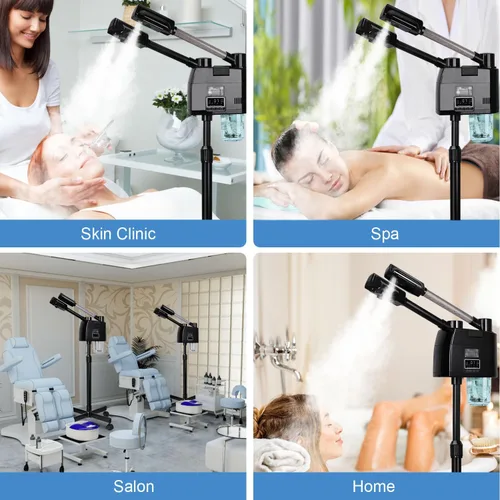Miniatura 6 de FLOLXNB Vaporizador facial profesional, vaporizador facial 2 en 1, vaporizador esteticista con boquilla caliente y fría, vaporizador facial digital