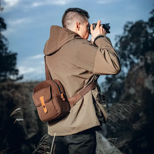 Miniatura 4 de Besnfoto Bolsa de cámara pequeña DSLR Sling Bag Mochila para fotógrafo Cámara impermeable Bolsa de hombro Bolso compacto para calle