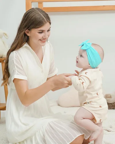 Miniatura 2 de jollybows 12 diademas de nailon para bebés con lazo elástico para niñas, recién nacidos, niños pequeños, accesorios para el cabello, juego de 6- Luz