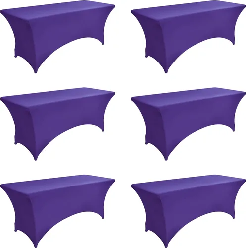 Miniatura 26 de Paquete de 2 Cubiertas de Mesa de Spandex de 4 pies para Mesas Plegables Rectangulares - Manteles Elásticos Ajustados Resistentes a las Arrugas