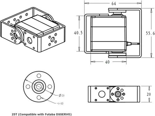 Miniatura 5 de Servos completos de la dirección de Digitaces del engranaje del metal del alto esfuerzo de torsión del motor servo del robot de 55.1 lbs
