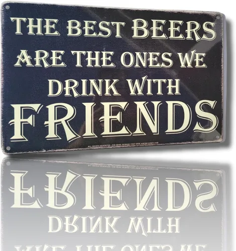 Miniatura 4 de AMERICAN WIT (The Best BEERS are The Ones We Drink With Friends) - Cartel de metal divertido de 8 x 12 pulgadas para decoración de pared, póster