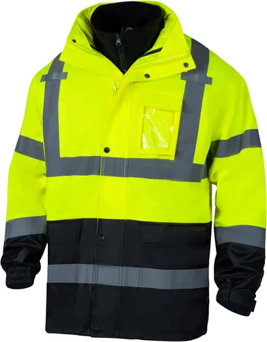 VENDACE Chaquetas de seguridad reflectantes de alta visibilidad para hombres 3 en 1 ANSI Clase 3 Hi Vis Chaqueta de invierno impermeable Forro