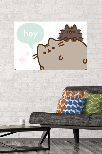 Miniatura 2 de Pusheen - Póster de pared Hey de 34 pulgadas de largo x 22.4 pulgadas de ancho, versión sin marco