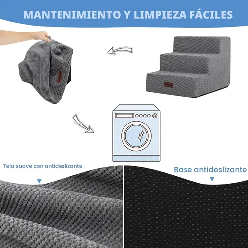 Miniatura 4 de Aodisman Escaleras para perros pequeños, escaleras antideslizantes de 3 escalones para mascotas para sofá, sillón y silla, escaleras para cama