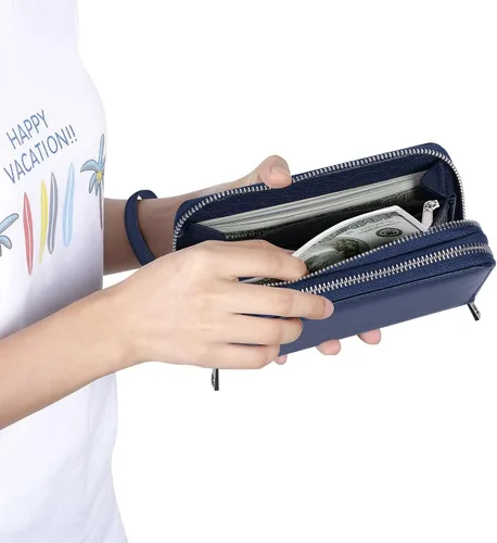 Miniatura 6 de Abberry Cartera de pulsera con doble cremallera para mujeres, mujeres y niñas