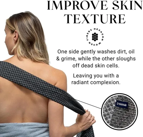 Miniatura 4 de Toalla exfoliante para la cara y el cuerpo - Toalla exfoliante japonesa con fibras hexagonales, exfoliante corporal con 2 lados para frotar y lavar