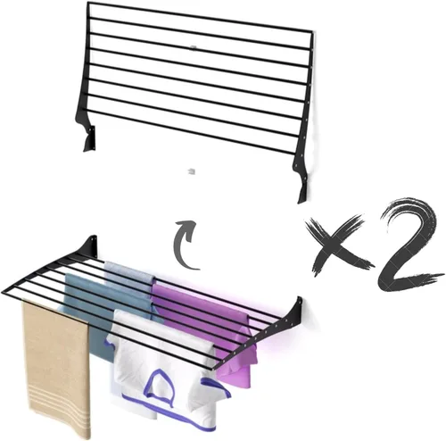 Miniatura 52 de foxydry Tendedero plegable para colgar en la pared, vertical plegable para interiores y exteriores, en acero aluminio (31.5 in)