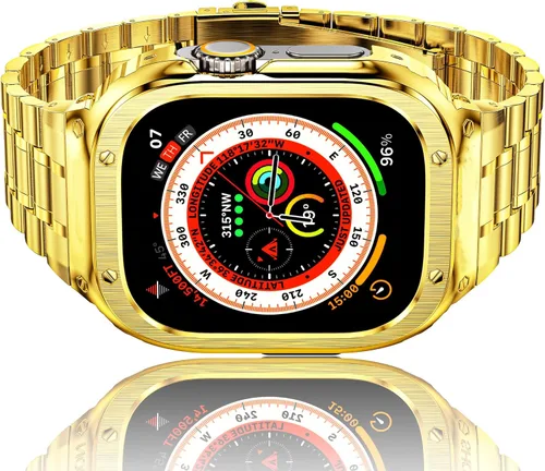 Miniatura 8 de HASLFM - Correa de reloj de acero inoxidable con funda compatible con Apple Watch Series 6, 5, 4, SE3/2/1 (1.732 pulgadas), serie 3, 2, 1