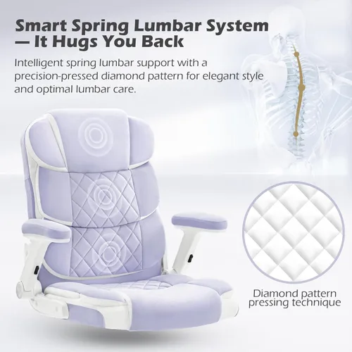 Miniatura 4 de SEATZONE Silla de oficina ergonómica de tela de terciopelo, sillas ejecutivas de escritorio para computadora, pequeñas y bonitas sillas de trabajo
