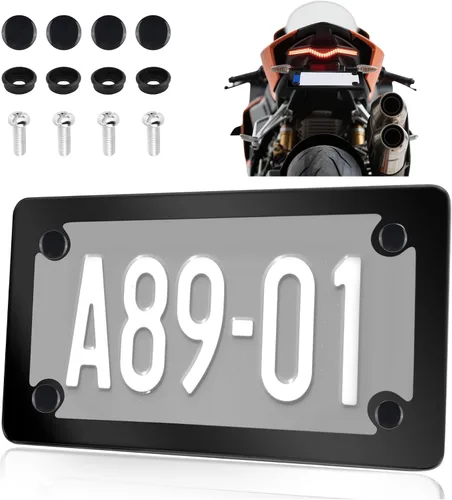 Kit de marcos para matrícula de motocicleta, soporte de marco de matrícula de motocicleta de acero inoxidable con patrón de fibra de carbono,