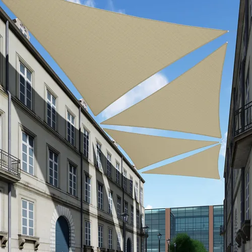 TANG Toldo tipo vela triangular de 7 x 7 x 7 pies, para patio, con bloqueo UV, tela permeable para pérgola, patio trasero, porche, terraza, jardín,