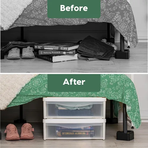 Miniatura 5 de IRIS USA 22 Qt Almacenamiento bajo la cama, organizador apilable de plástico con cajón deslizante, paquete de 2 unidades, multiusos para ropa