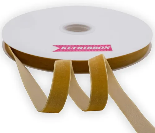 Miniatura 36 de Cinta de terciopelo de nailon de una sola cara, carrete de 1 1/2 pulgadas x 25 yardas (dorado)