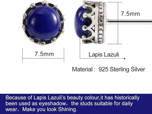 Miniatura 6 de Jeeless - Pulsera de plata de ley 925 con diseño de lirio del valle + pendientes de lapislázuli con diseño de corona para mujer